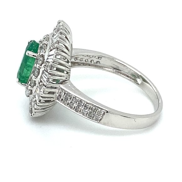 Certified Emerald 1.70ct Diamonds Platinum Ring - Picture 5 of 7